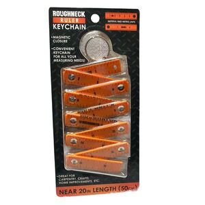 Roughneck Ruler Keychain Magnetic Closure Folding Tape Measure Near 20 Inch 50cm